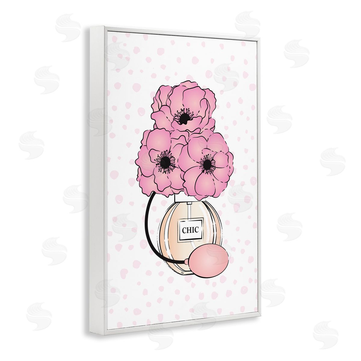 Martina Pavlova Dotted Floral Perfume White Framed Giclee Wall Art Print