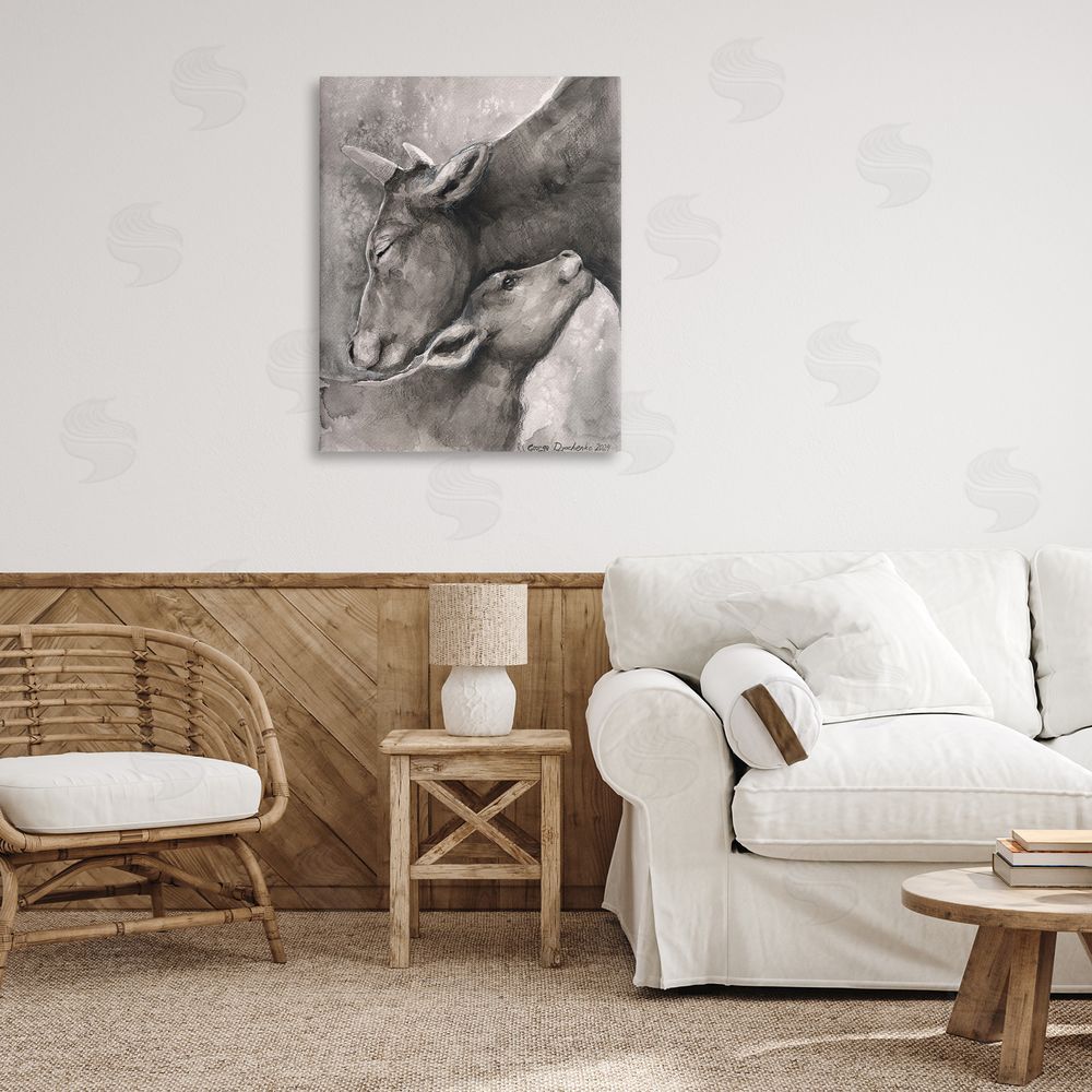 George Dyachenko Mother Cow & Calf Canvas Wall Art Print in Room
