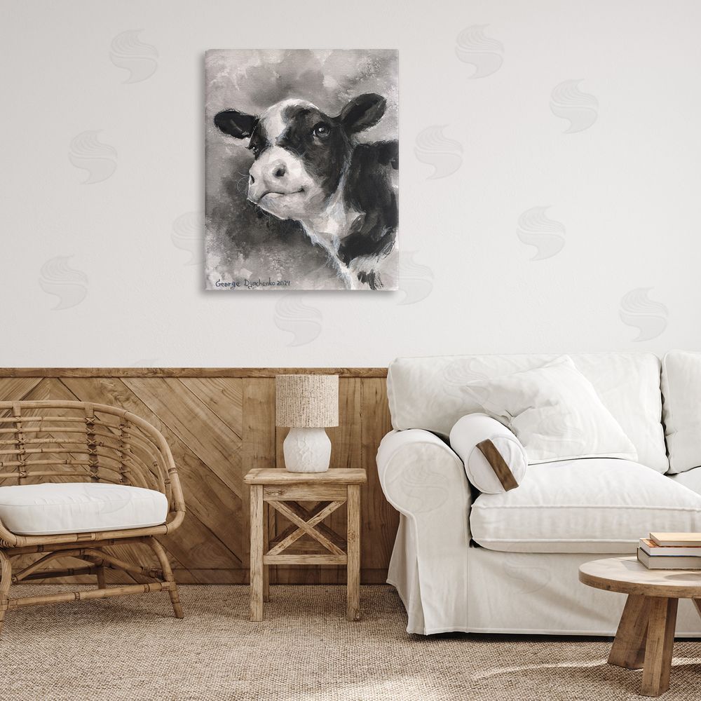 George Dyachenko Smiling Baby Calf Canvas Wall Art Print in Room
