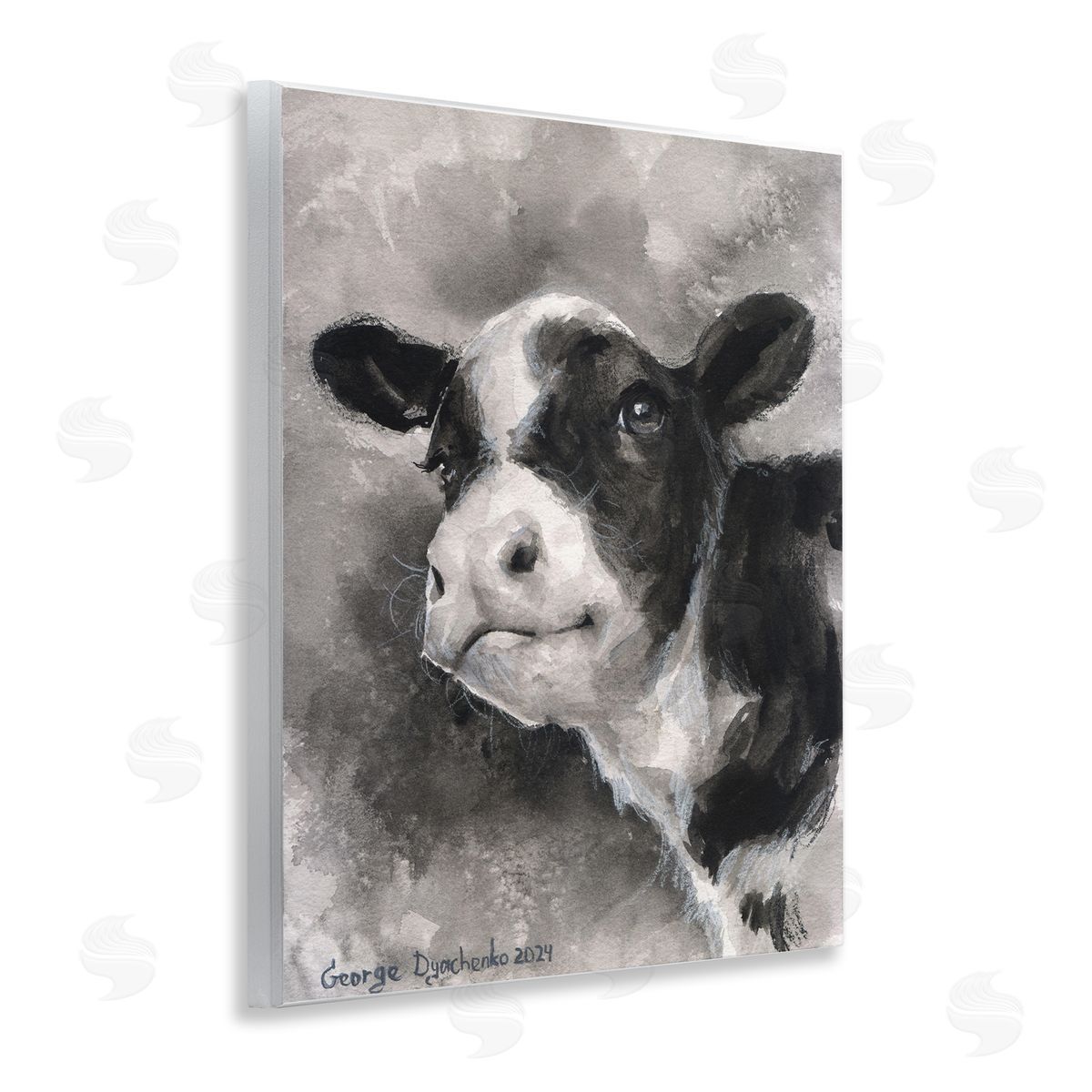 George Dyachenko Smiling Baby Calf Wooden Wall Plaque Art Print