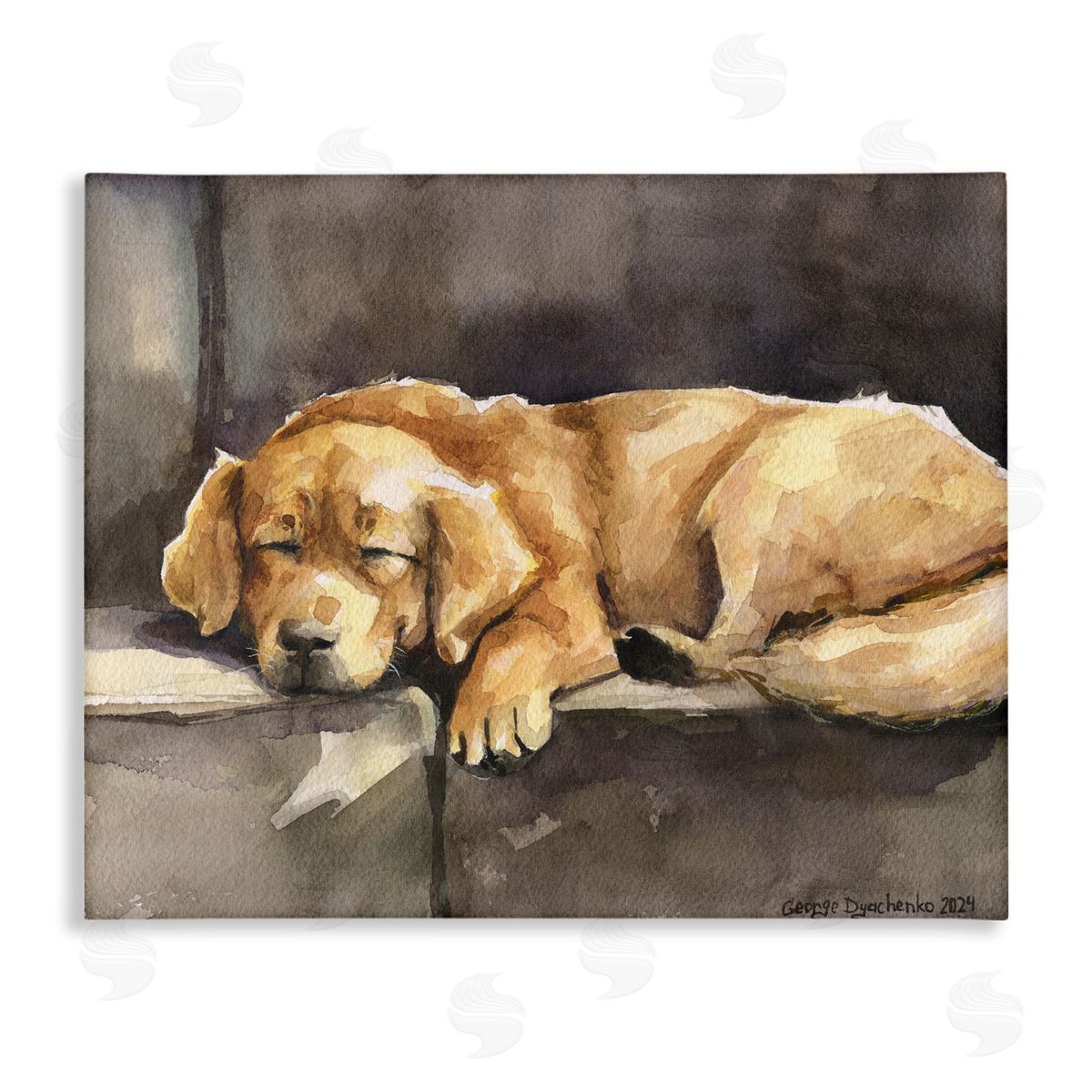 George Dyachenko Sleeping Golden Retriever Canvas Wall Art Print