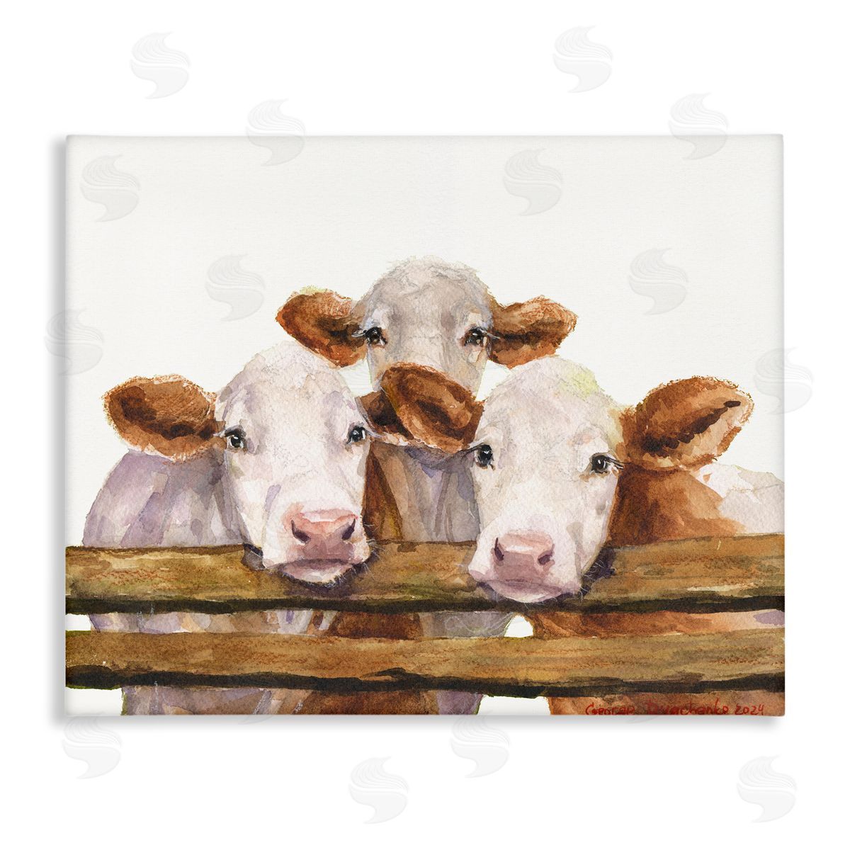 George Dyachenko Three Cow Friends Canvas Wall Art Print