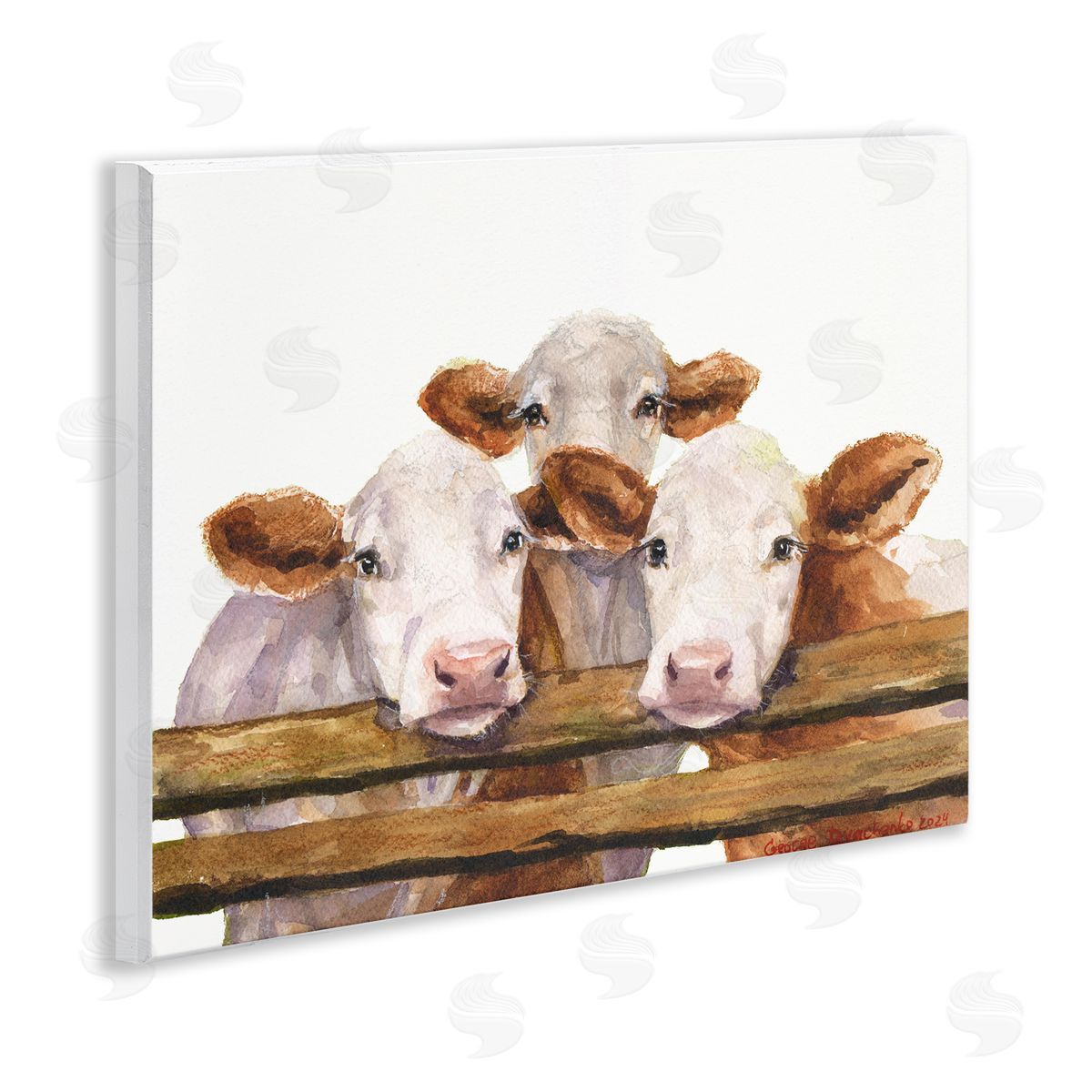 George Dyachenko Three Cow Friends Wooden Wall Plaque Art Print