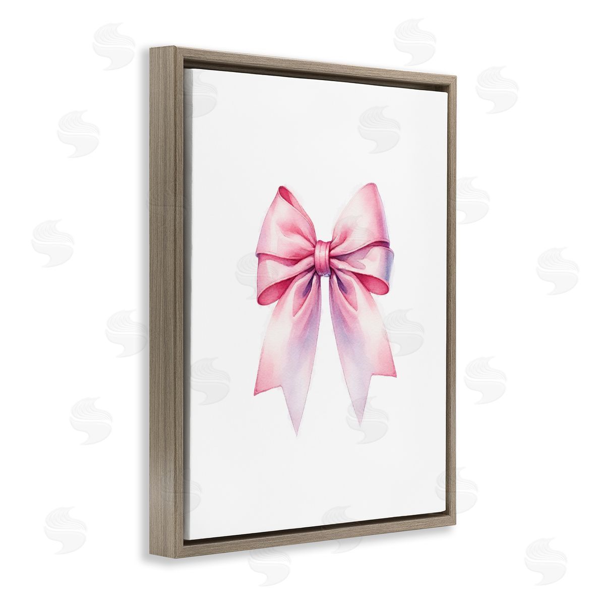 Amanda Greenwood Symmetrical Pink Bow Brown Floating Frame Canvas Wall Art Print