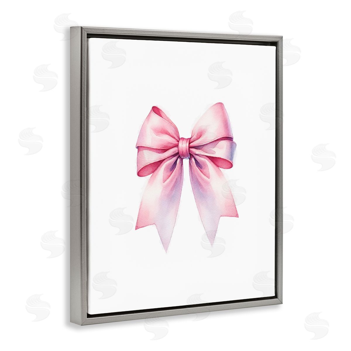 Amanda Greenwood Symmetrical Pink Bow Gray Floating Frame Canvas Wall Art Print