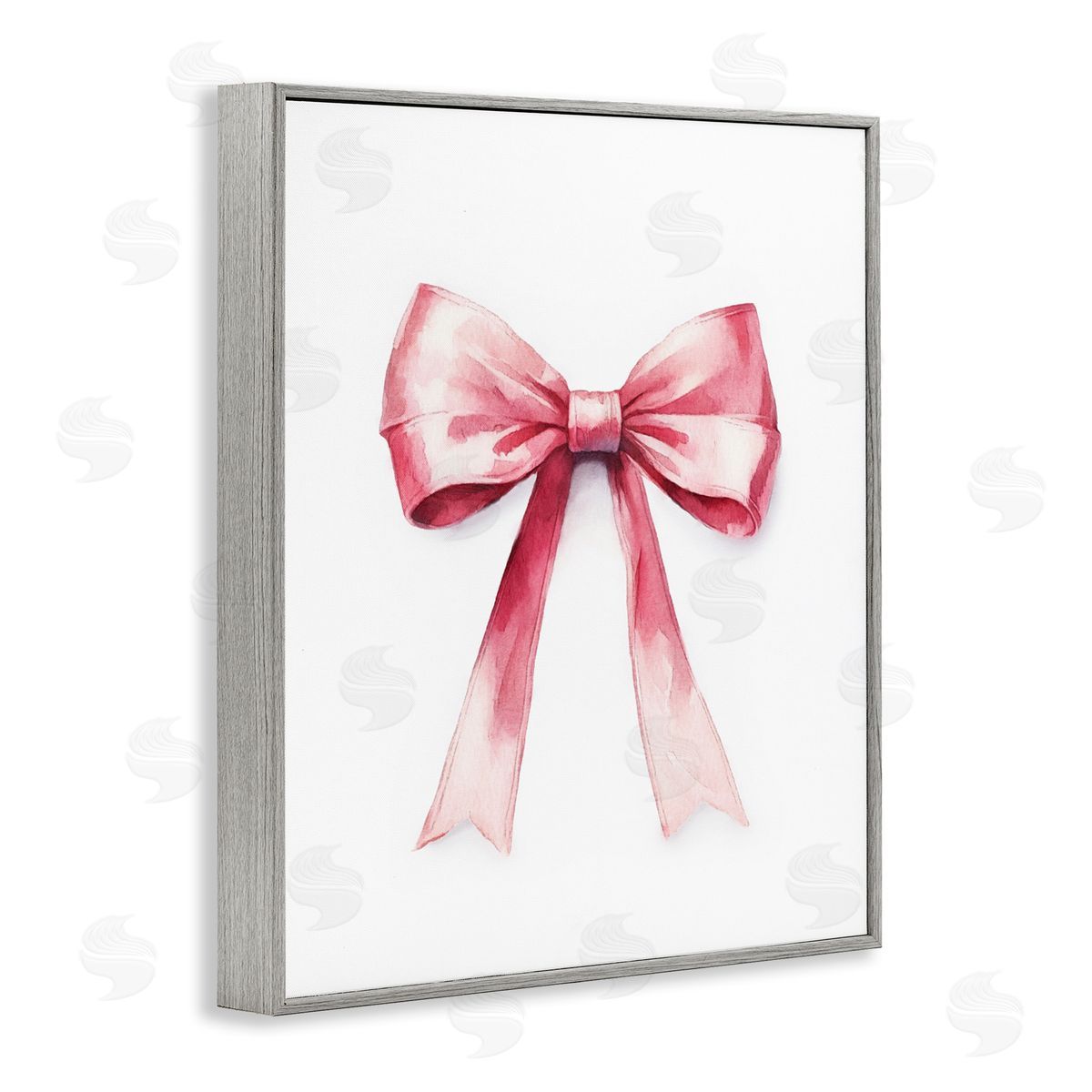 Amanda Greenwood Delicate Pink Bow Gray Framed Giclee Wall Art Print