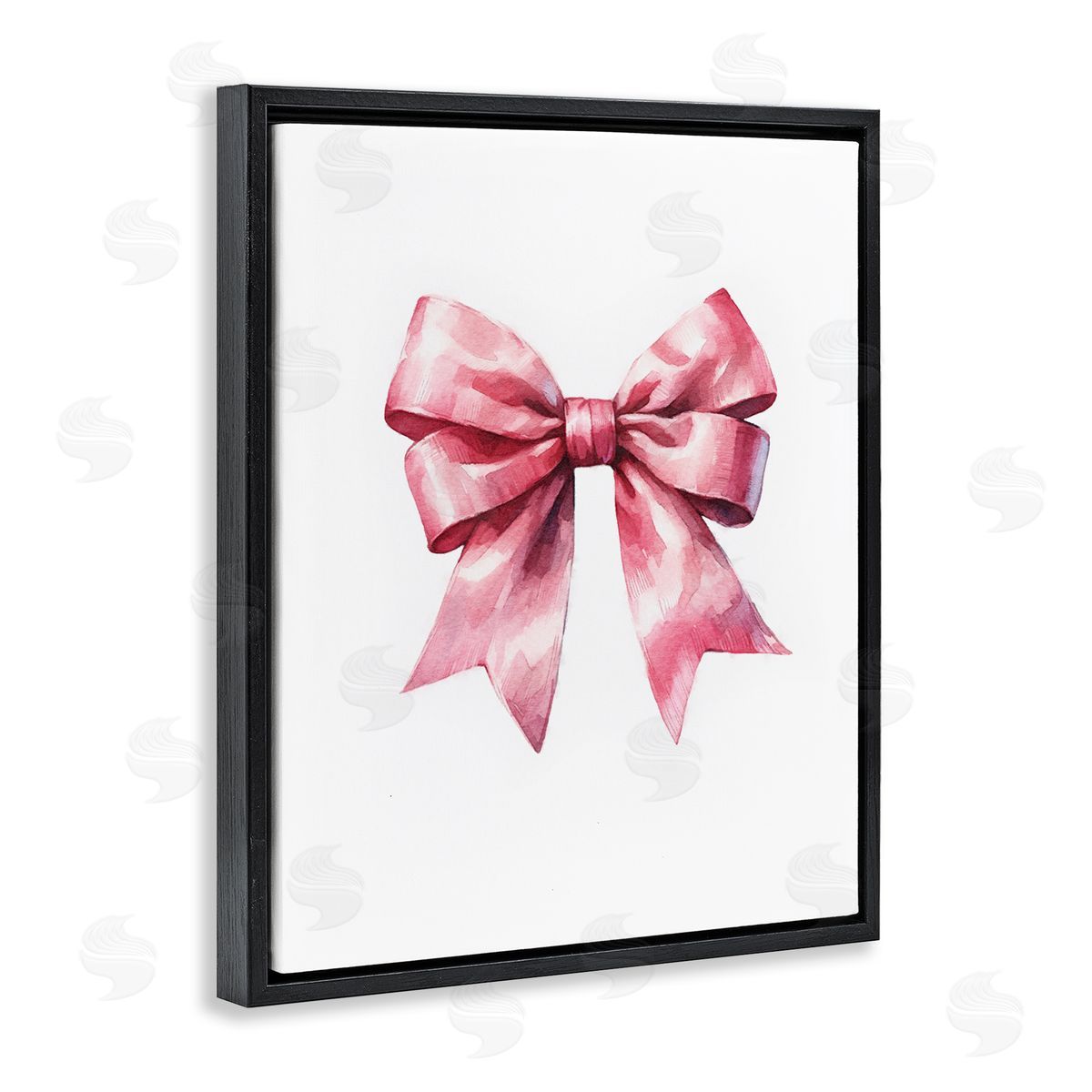 Amanda Greenwood Full Pink Ribbon Black Floating Frame Canvas Wall Art Print