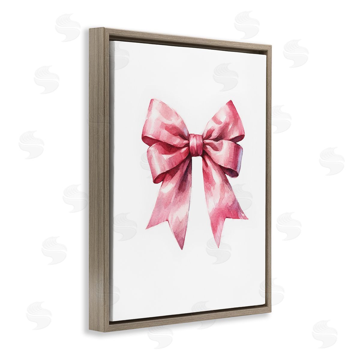 Amanda Greenwood Full Pink Ribbon Brown Floating Frame Canvas Wall Art Print