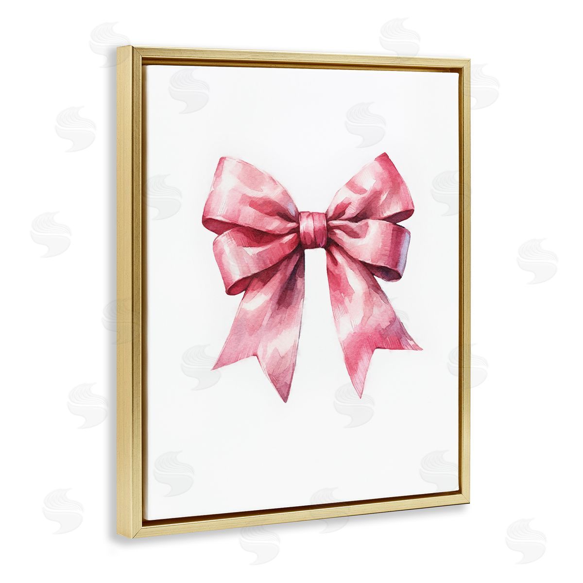 Amanda Greenwood Full Pink Ribbon Gold Floating Frame Canvas Wall Art Print