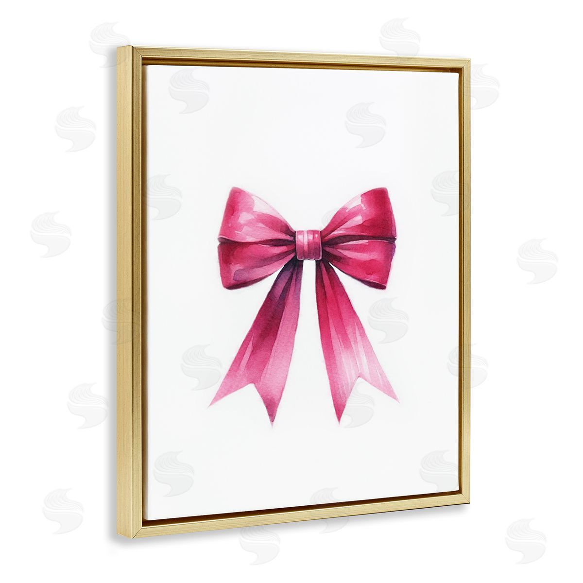 Amanda Greenwood Dark Magenta Ribbon Gold Floating Frame Canvas Wall Art Print