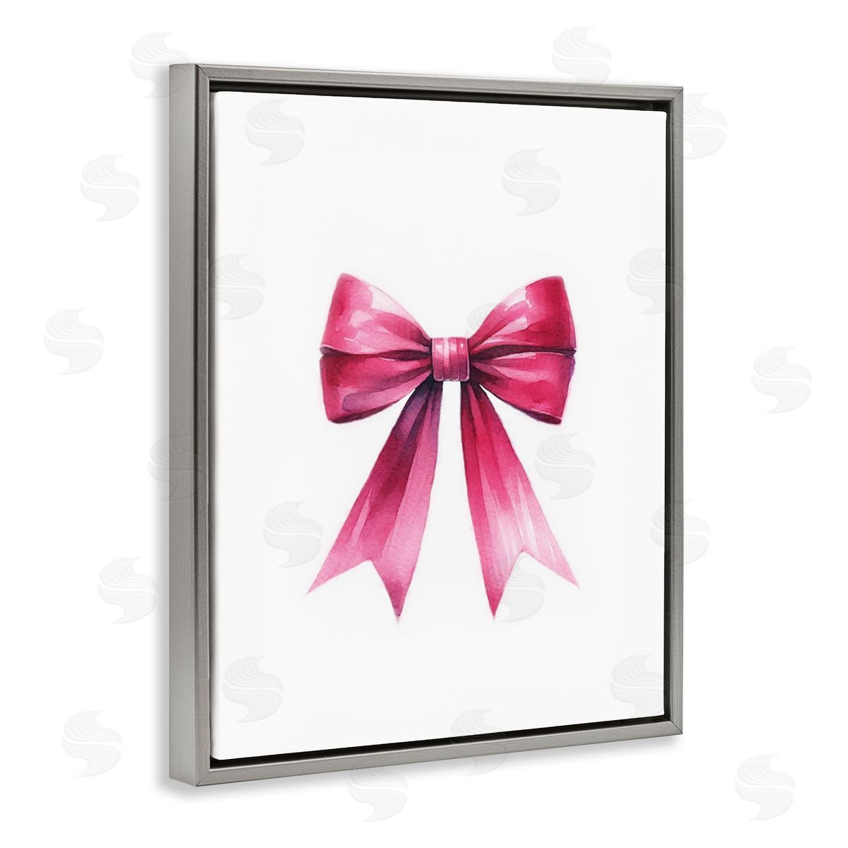 Amanda Greenwood Dark Magenta Ribbon Gray Floating Frame Canvas Wall Art Print