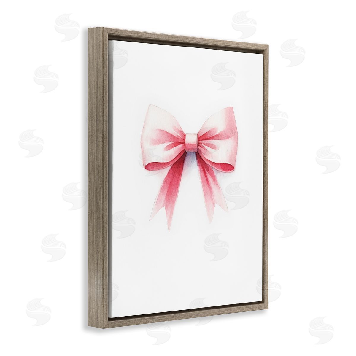 Amanda Greenwood Soft Fading Pink Bow Brown Floating Frame Canvas Wall Art Print