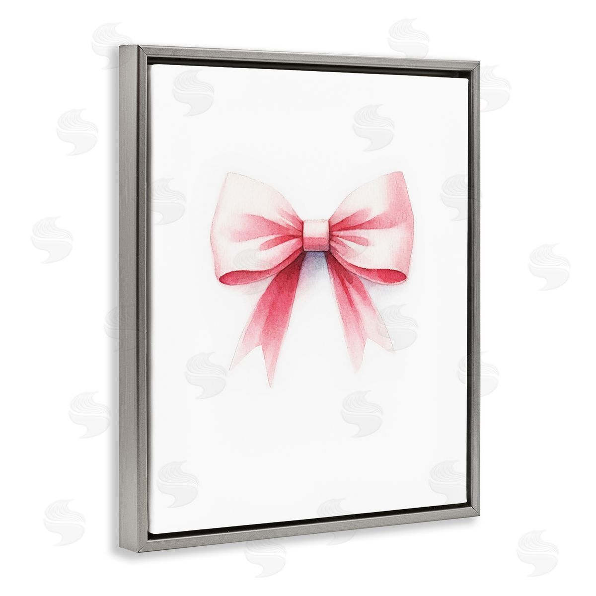 Amanda Greenwood Soft Fading Pink Bow Gray Floating Frame Canvas Wall Art Print