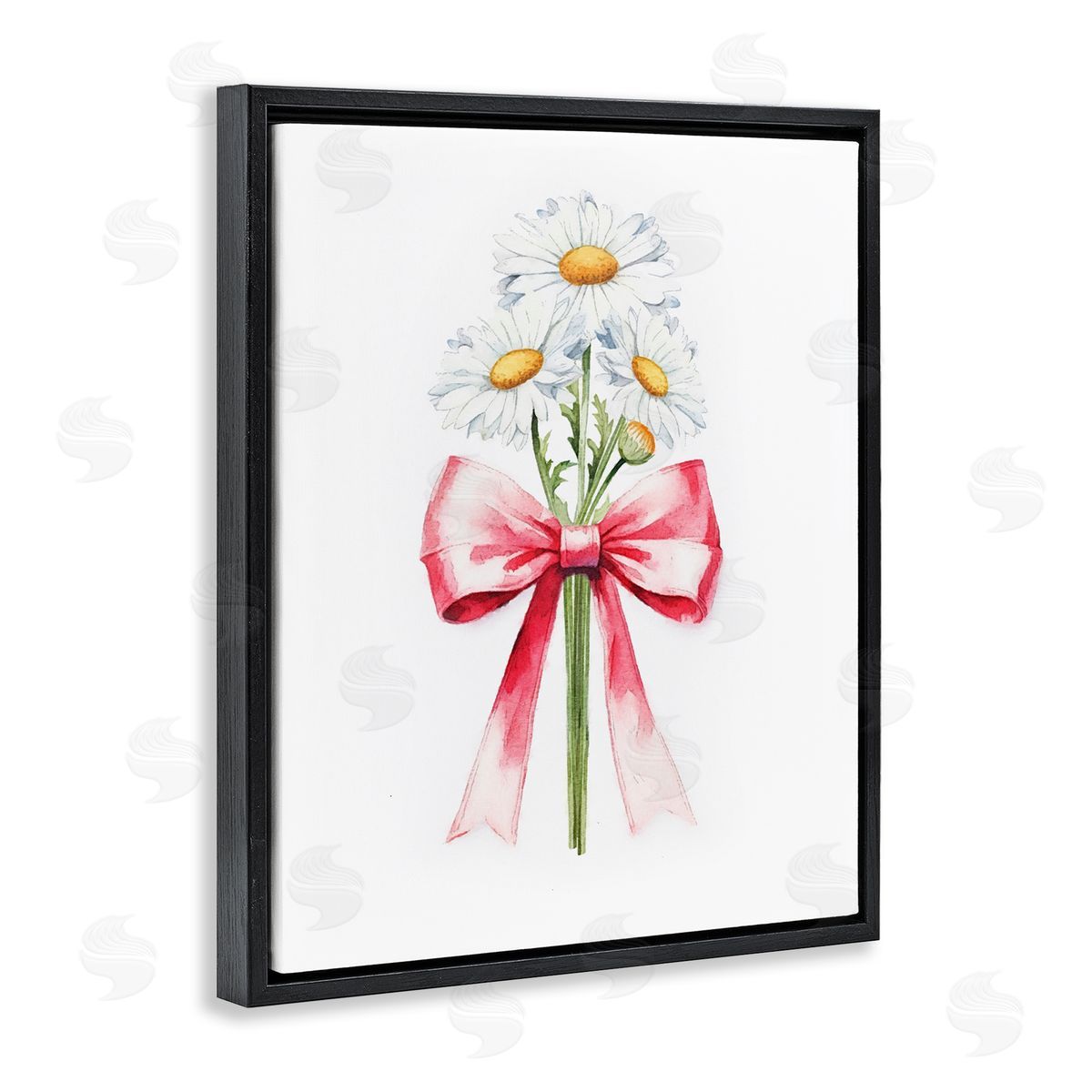 Amanda Greenwood Daisy Swathed Ribbon Black Floating Frame Canvas Wall Art Print