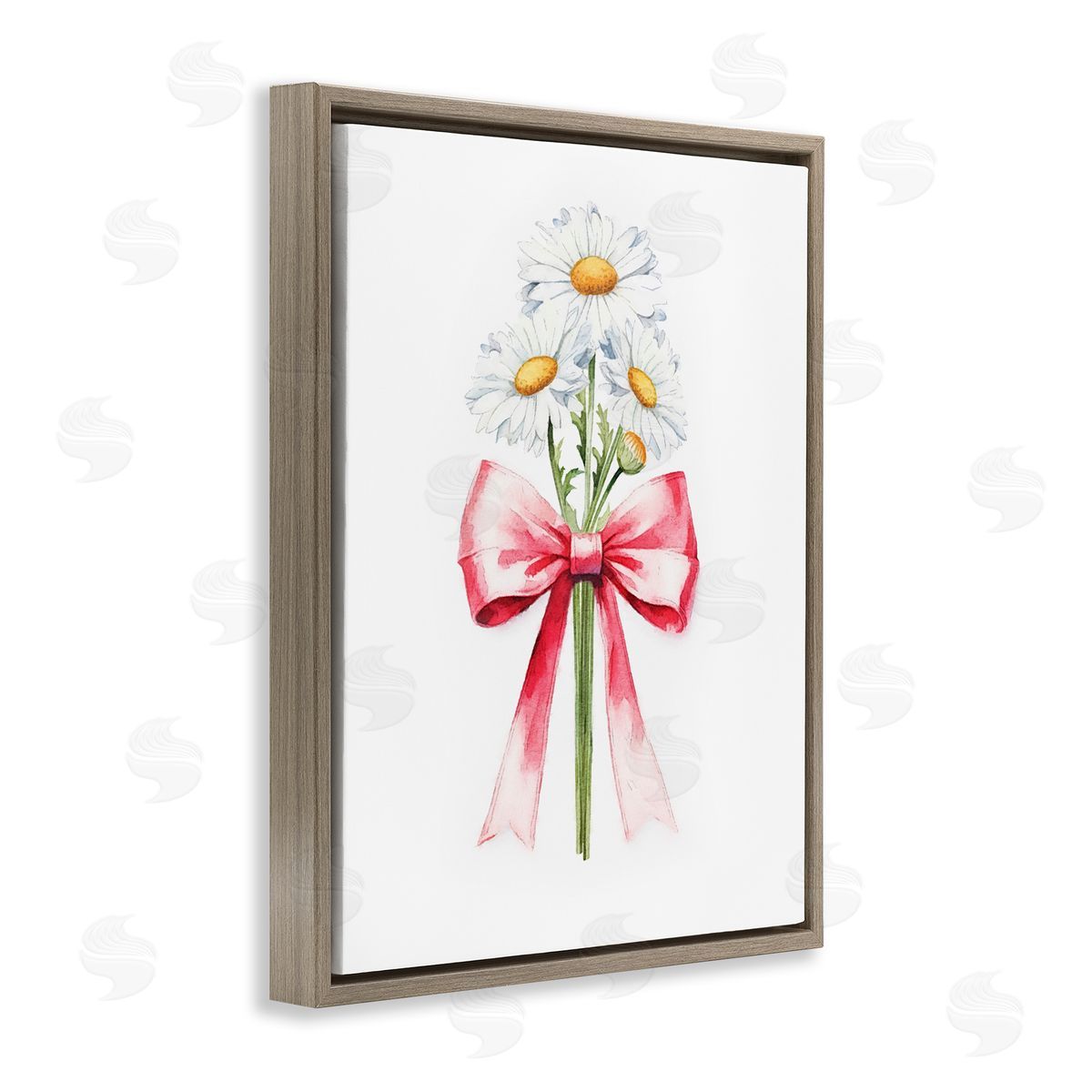Amanda Greenwood Daisy Swathed Ribbon Brown Floating Frame Canvas Wall Art Print