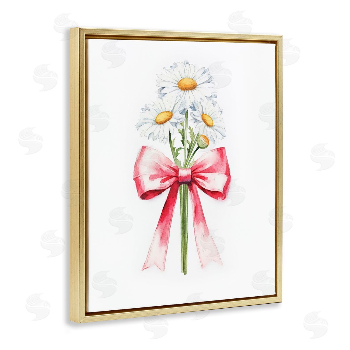 Amanda Greenwood Daisy Swathed Ribbon Gold Floating Frame Canvas Wall Art Print