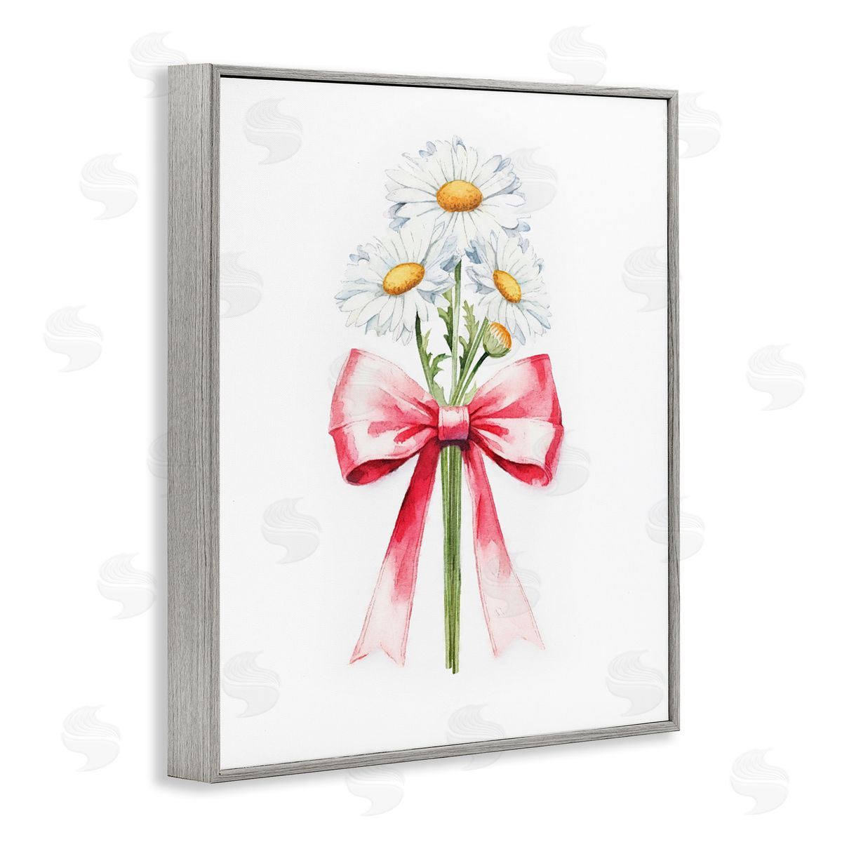 Amanda Greenwood Daisy Swathed Ribbon Gray Framed Giclee Wall Art Print