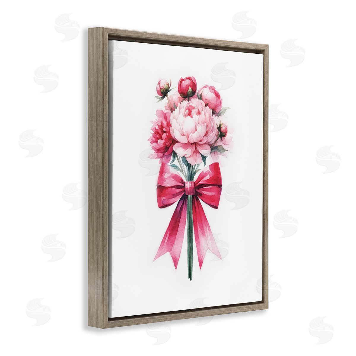 Amanda Greenwood Pink Ribbon Bouquet Brown Floating Frame Canvas Wall Art Print