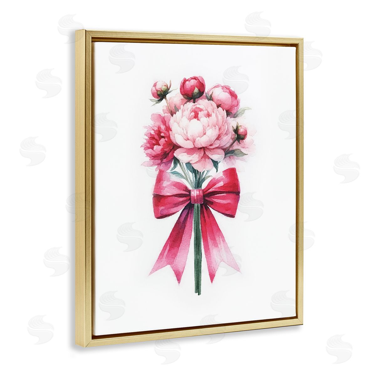 Amanda Greenwood Pink Ribbon Bouquet Gold Floating Frame Canvas Wall Art Print