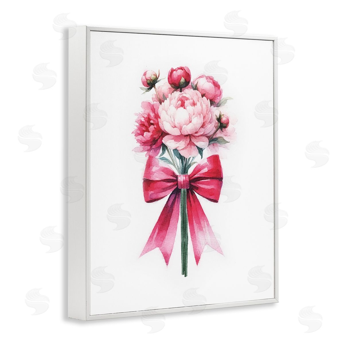 Amanda Greenwood Pink Ribbon Bouquet White Framed Giclee Wall Art Print