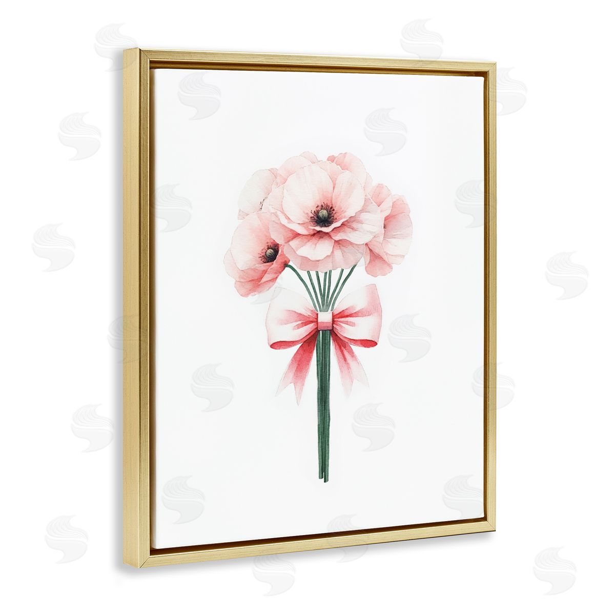 Amanda Greenwood Pastel Bouquet with Bow Gold Floating Frame Canvas Wall Art Print
