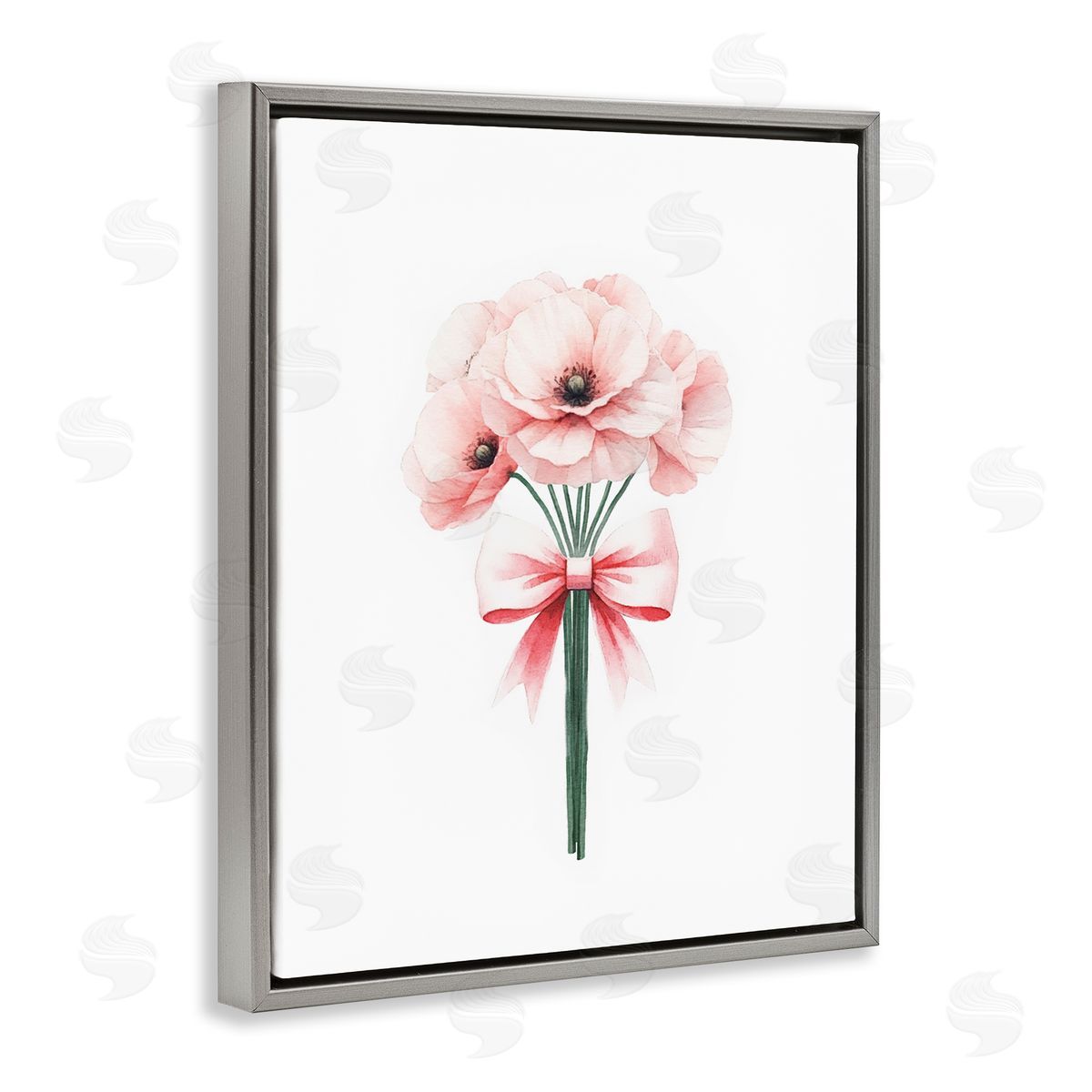 Amanda Greenwood Pastel Bouquet with Bow Gray Floating Frame Canvas Wall Art Print