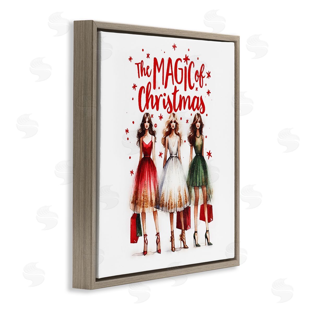 Glam Magic Of Christmas Brown Floating Frame Canvas Wall Art, Home Decor by Amanda Greenwood