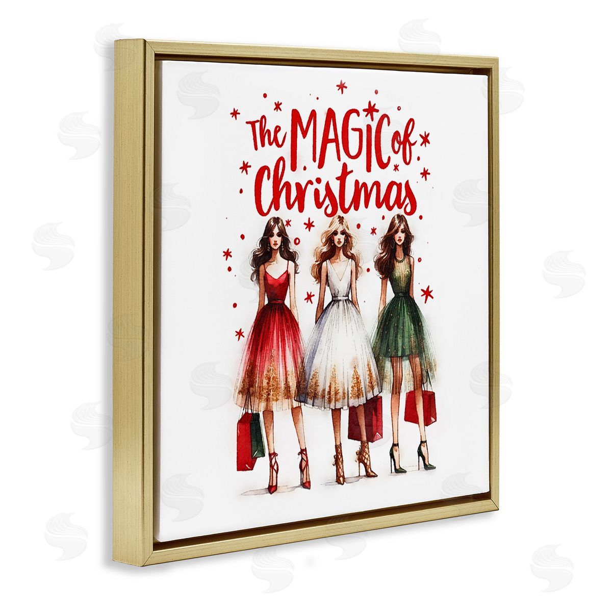 Glam Magic Of Christmas Gold Floating Frame Canvas Wall Art, Home Decor by Amanda Greenwood