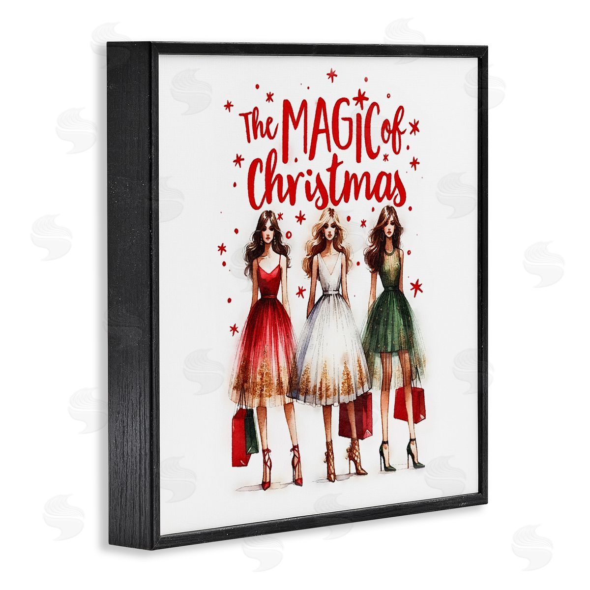 Glam Magic Of Christmas Black Frame Print Wall Art, Home Decor by Amanda Greenwood