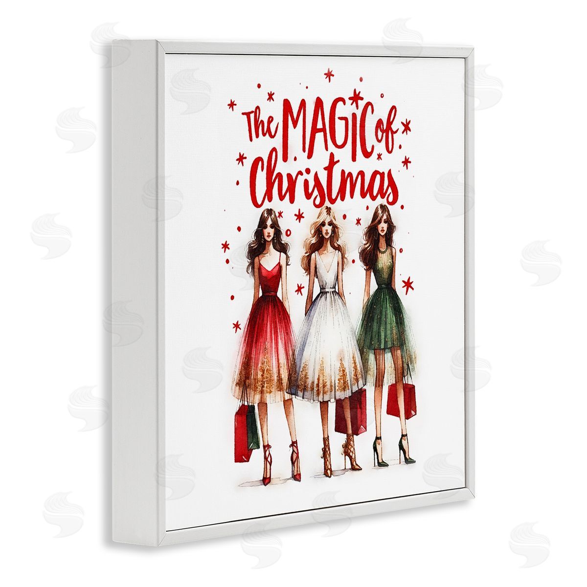 Glam Magic Of Christmas White Frame Print Wall Art, Home Decor by Amanda Greenwood