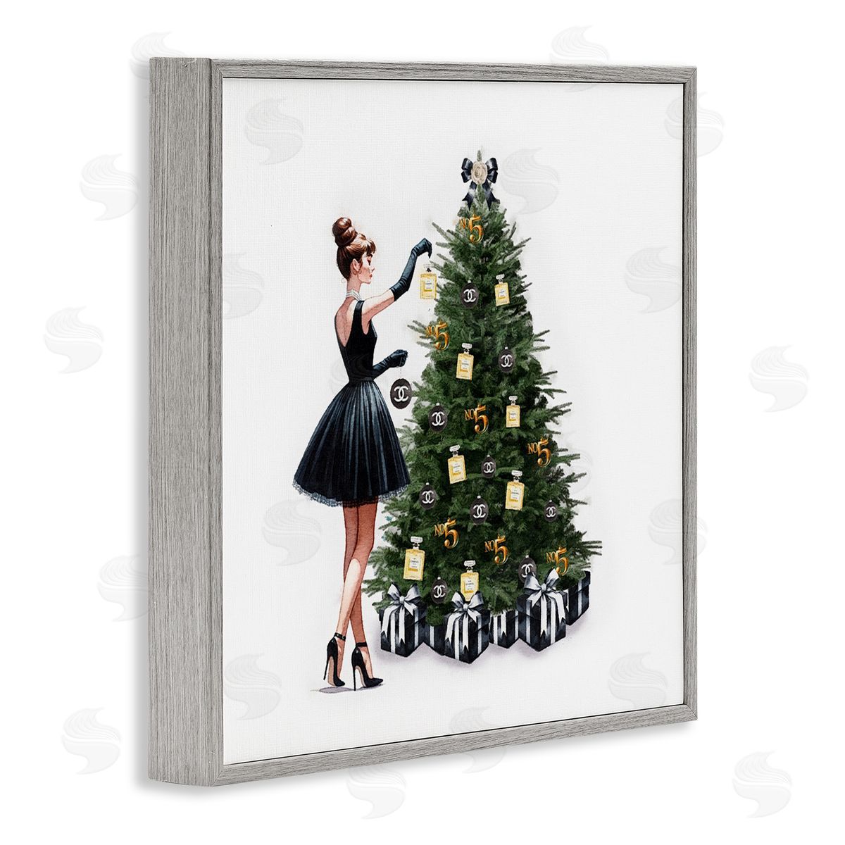 Trendy Christmas Tree Grey Frame Print Wall Art, Home Decor by Amanda Greenwood