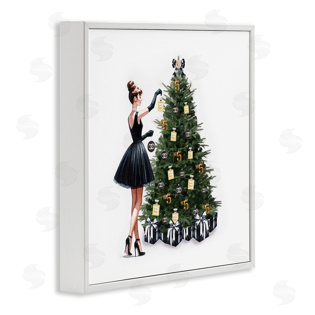 Trendy Christmas Tree White Frame Print Wall Art, Home Decor by Amanda Greenwood