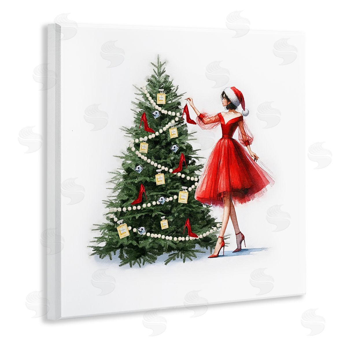 Holiday Tree Glam Accessories Wood Plaque Wall Art, Home Decor by Amanda Greenwood