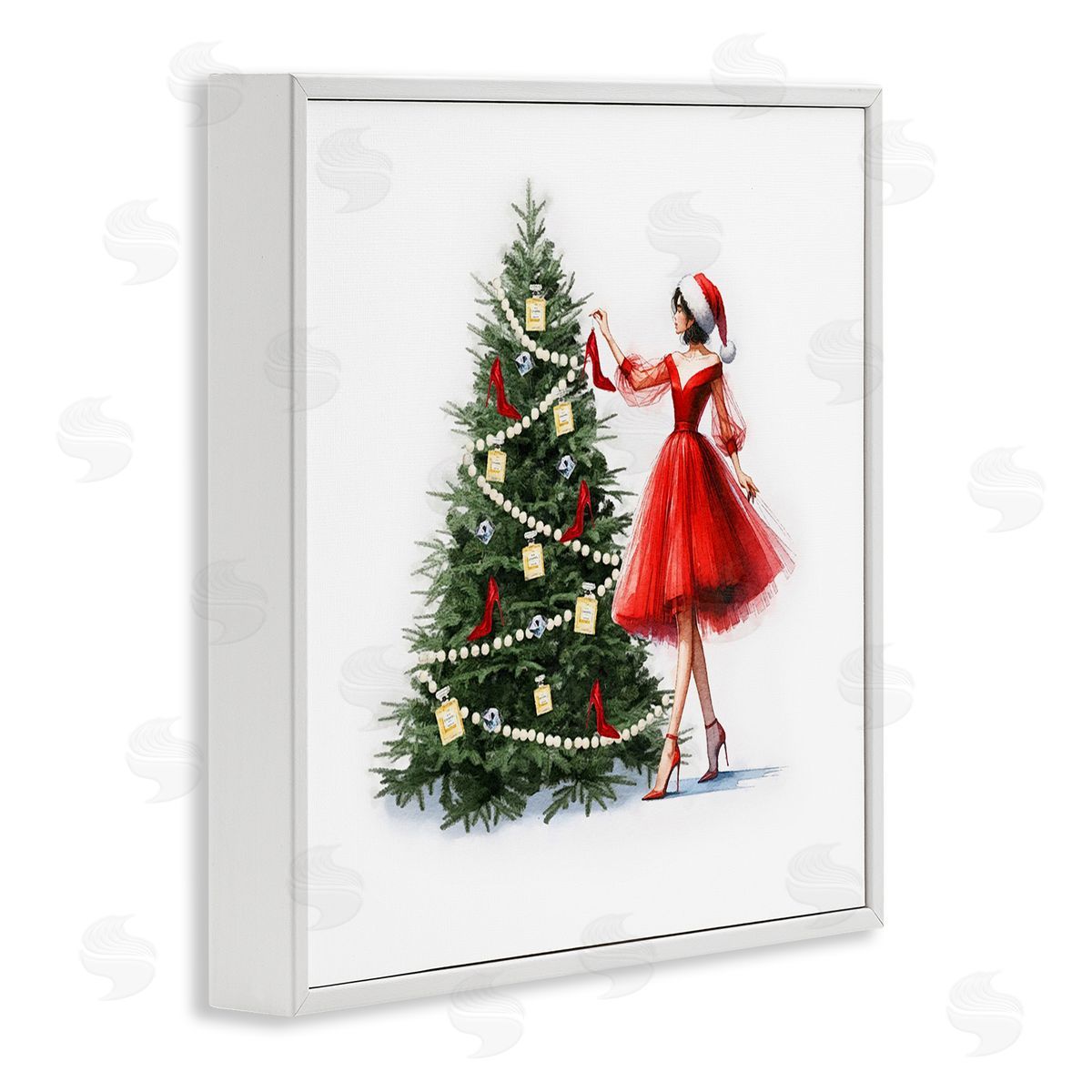 Holiday Tree Glam Accessories White Frame Print Wall Art, Home Decor by Amanda Greenwood