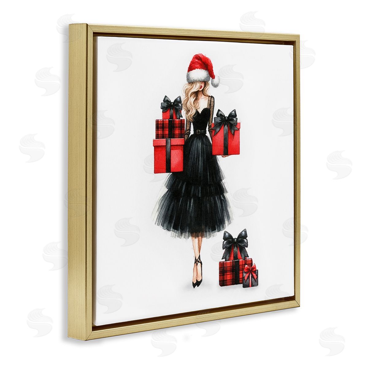 Fashionable Holiday Shopping Gold Floating Frame Canvas Wall Art, Home Decor by Amanda Greenwood