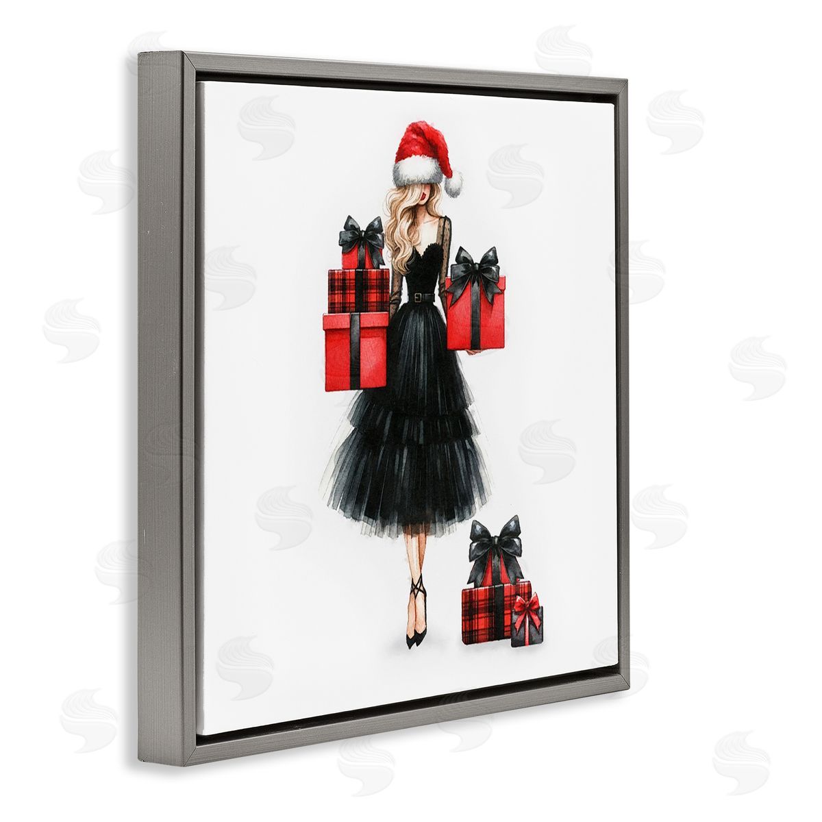 Fashionable Holiday Shopping Grey Floating Frame Canvas Wall Art, Home Decor by Amanda Greenwood
