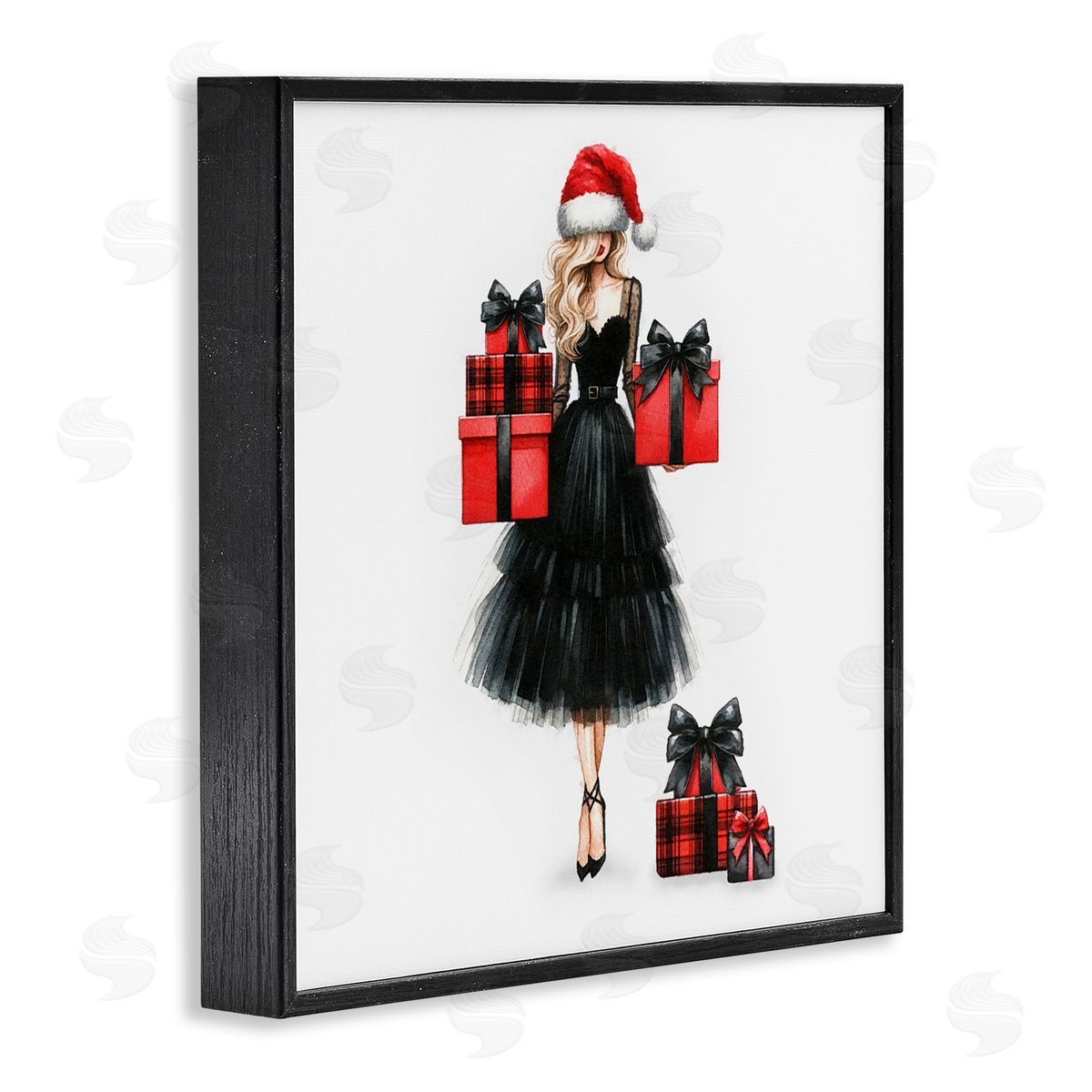 Fashionable Holiday Shopping Black Frame Print Wall Art, Home Decor by Amanda Greenwood
