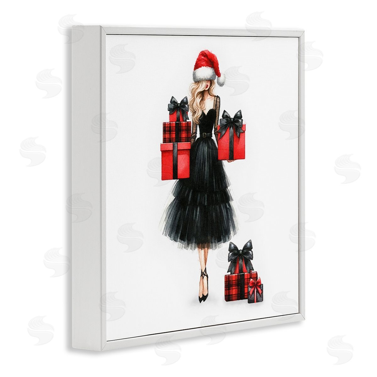 Fashionable Holiday Shopping White Frame Print Wall Art, Home Decor by Amanda Greenwood