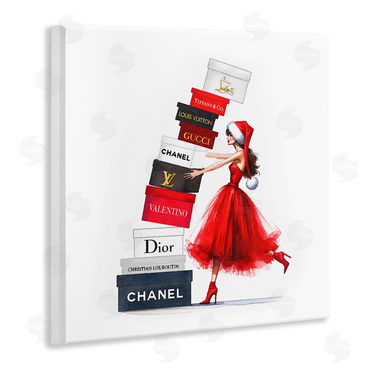 Holiday Glam Shopping Boxes Wood Plaque Wall Art, Home Decor by Amanda Greenwood