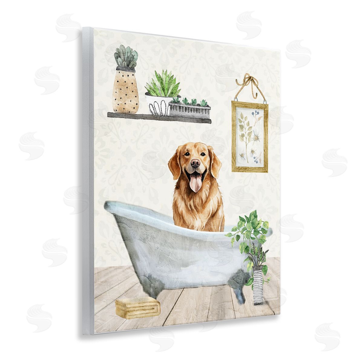 Kim Allen Doggie Bath Time Wooden Wall Plaque Art Print