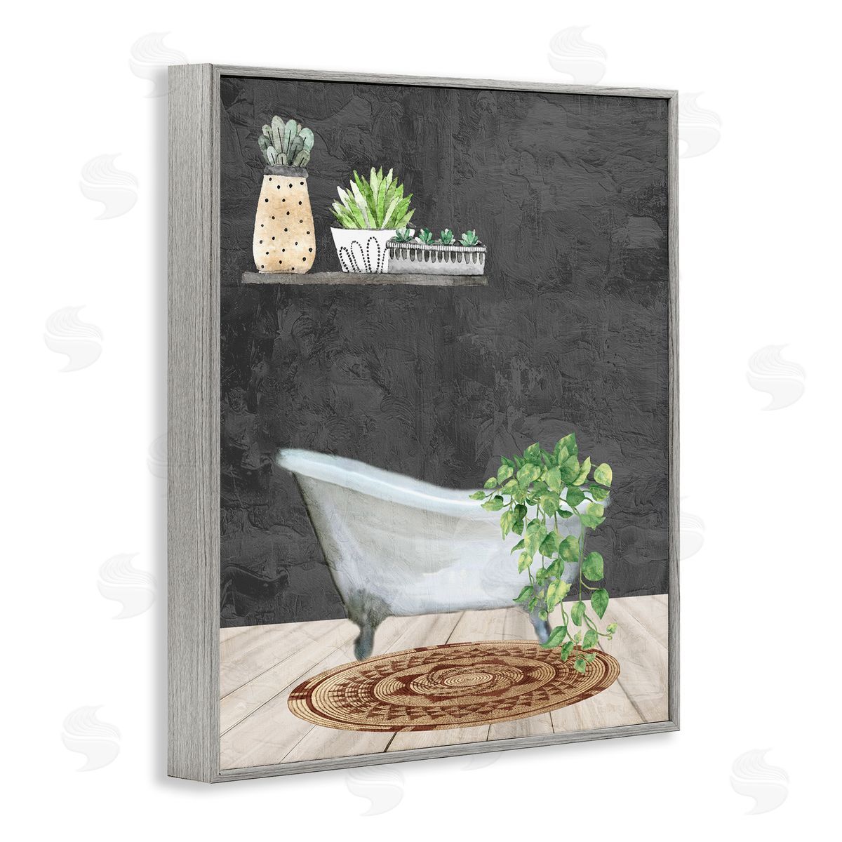 Kim Allen Relaxing Greens Bathroom Gray Framed Giclee Wall Art Print