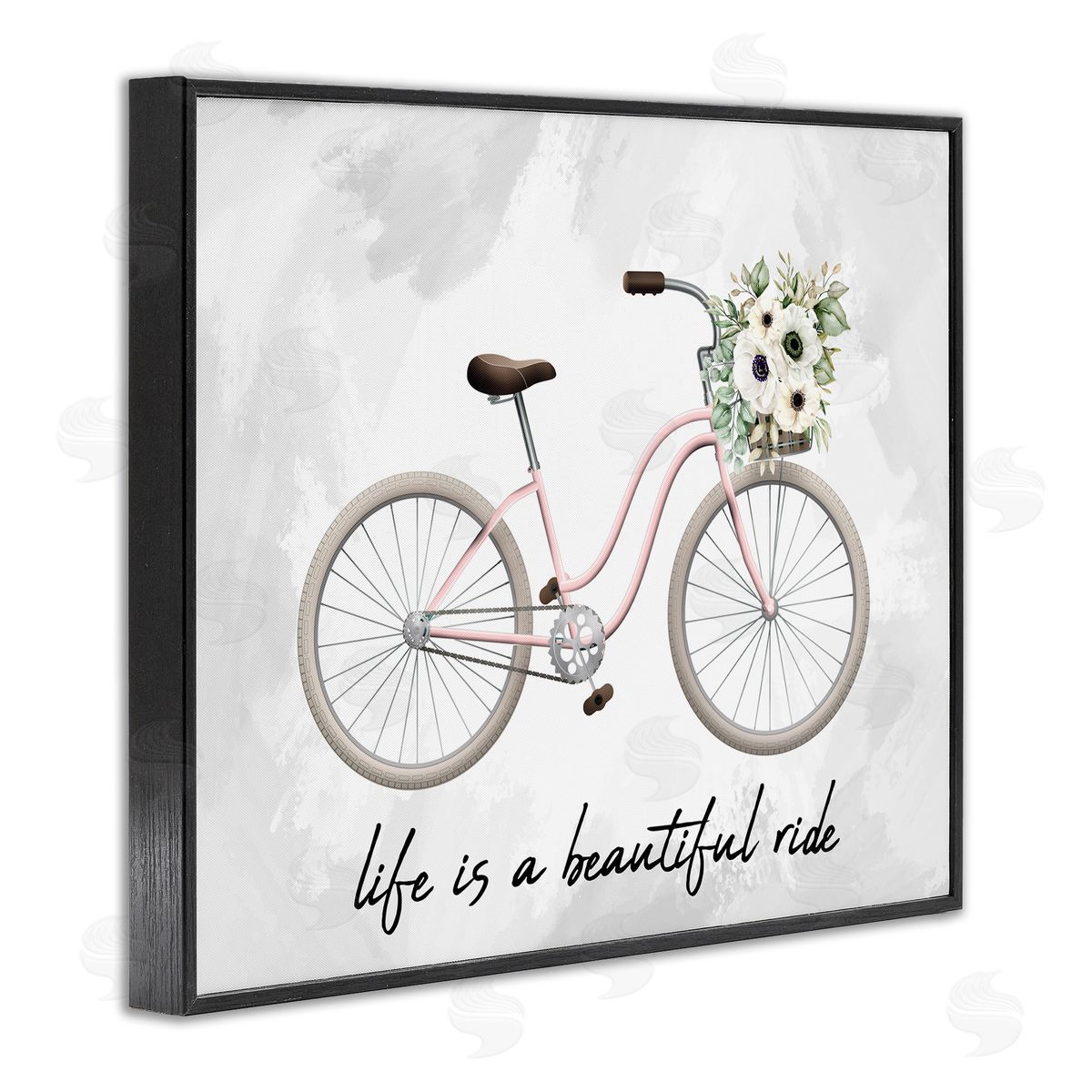 Kim Allen Beautiful Ride Floral Bike Black Framed Giclee Wall Art Print