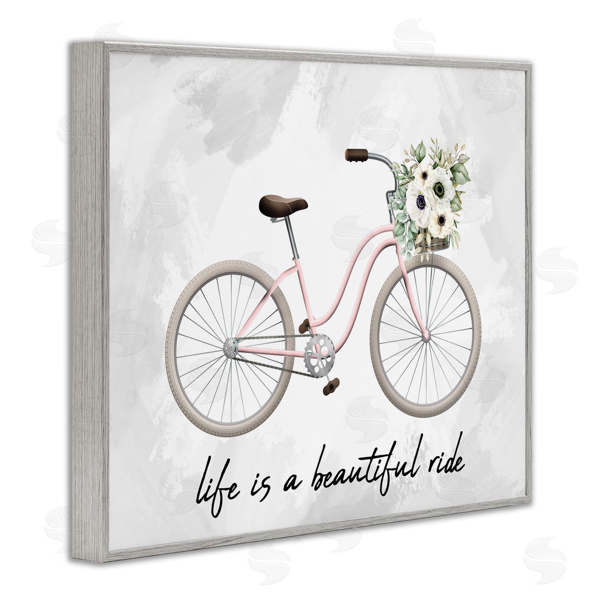 Kim Allen Beautiful Ride Floral Bike Gray Framed Giclee Wall Art Print