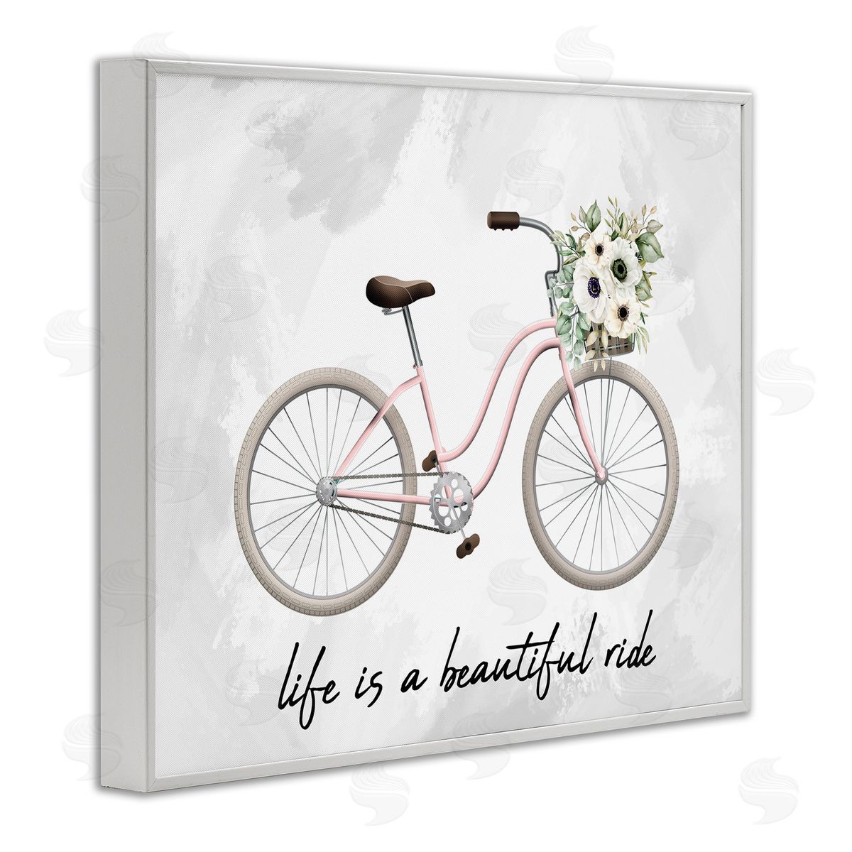 Kim Allen Beautiful Ride Floral Bike White Framed Giclee Wall Art Print