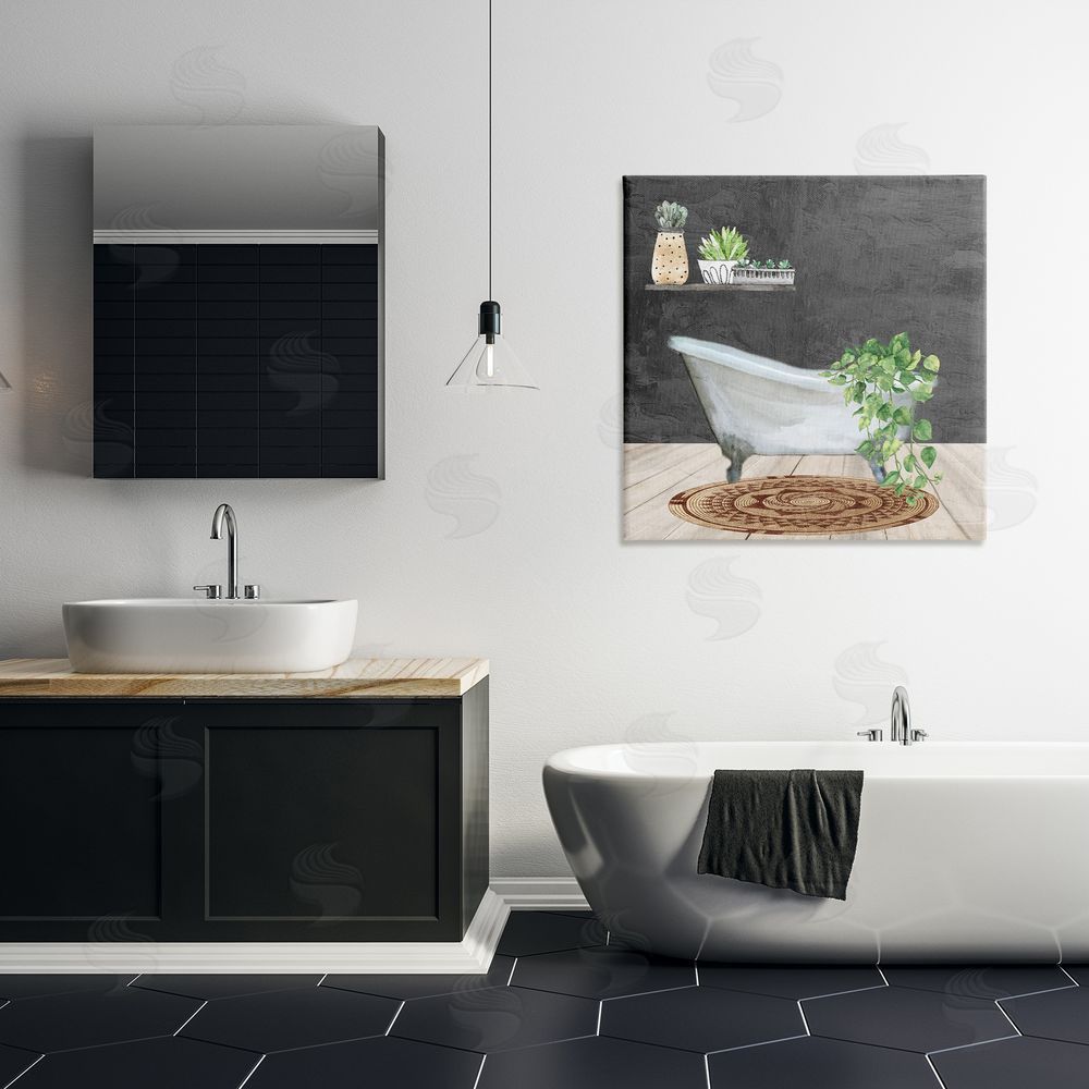 Kim Allen Botanical Bathtub Scene Canvas Wall Art Print in Room