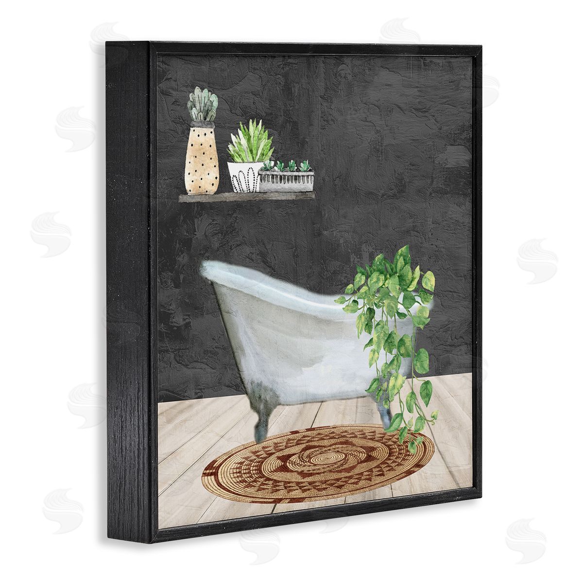 Kim Allen Botanical Bathtub Scene Black Framed Giclee Wall Art Print