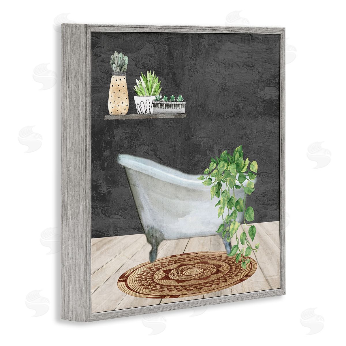 Kim Allen Botanical Bathtub Scene Gray Framed Giclee Wall Art Print