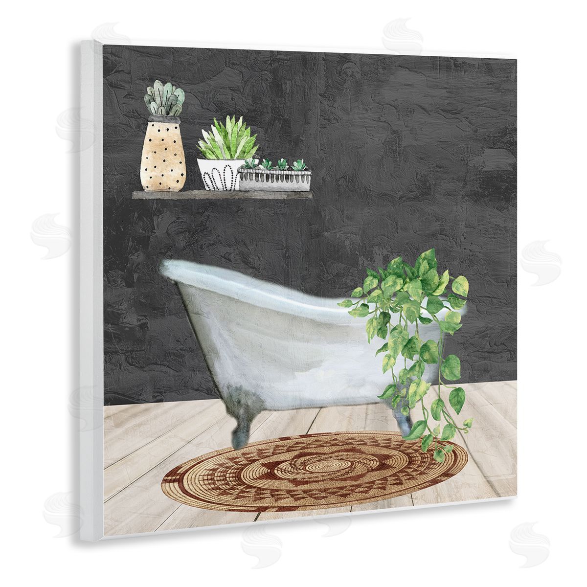 Kim Allen Botanical Bathtub Scene Wooden Wall Plaque Art Print