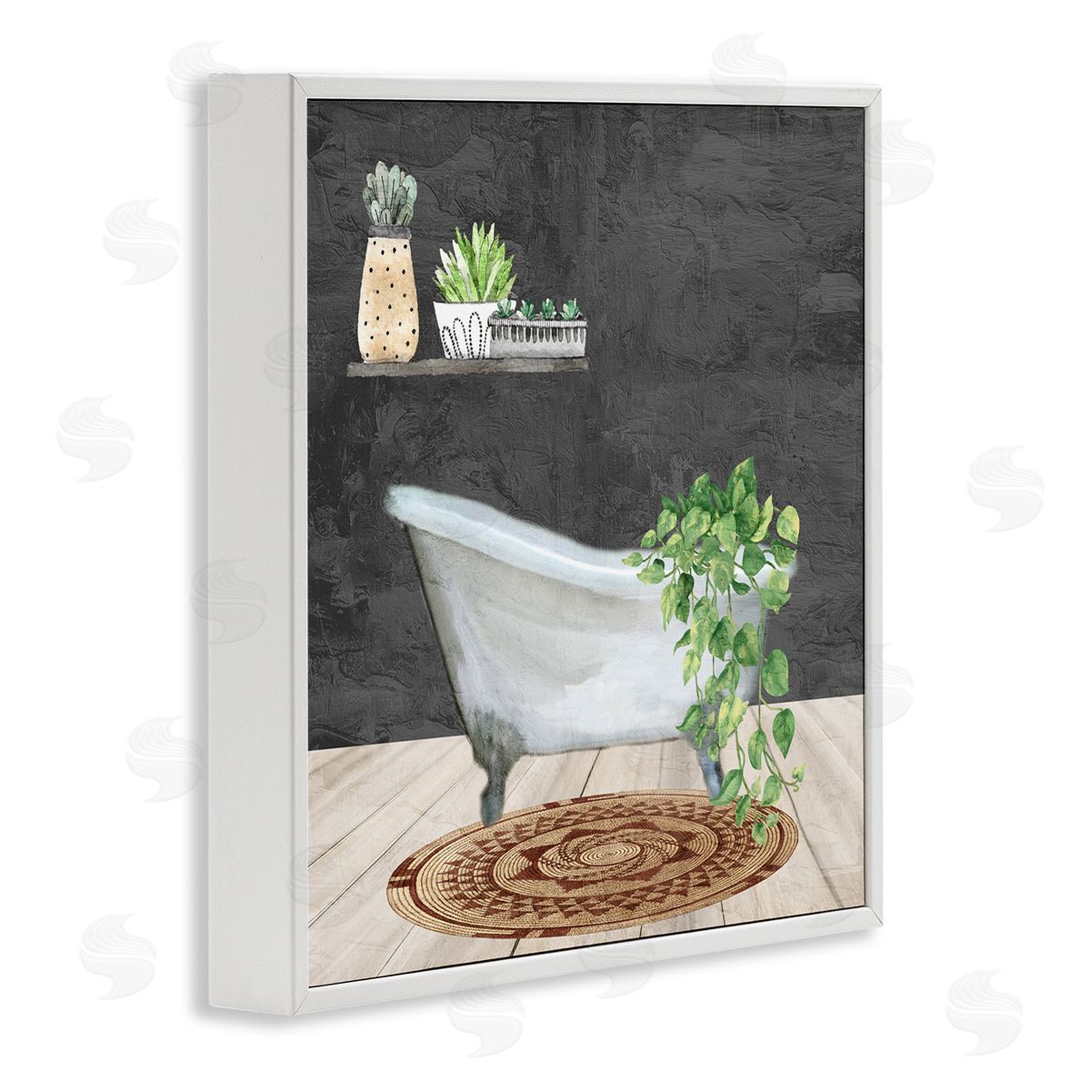 Kim Allen Botanical Bathtub Scene White Framed Giclee Wall Art Print