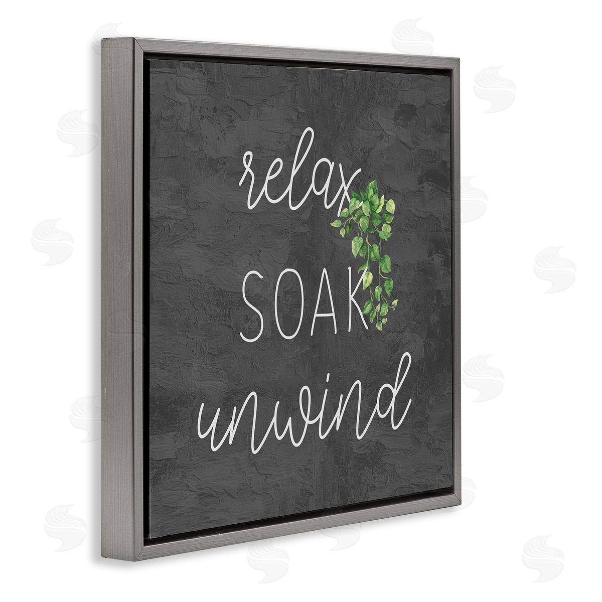 Kim Allen Relax Unwind with Botanicals Gray Floating Frame Canvas Wall Art Print